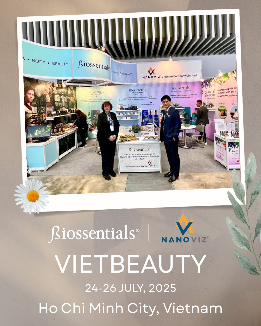 Biossentials and NanoViz exhibition stand at Vietbeauty 2025 in Ho Chi Minh City